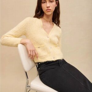 Maje Tweed-effect knit cardigan